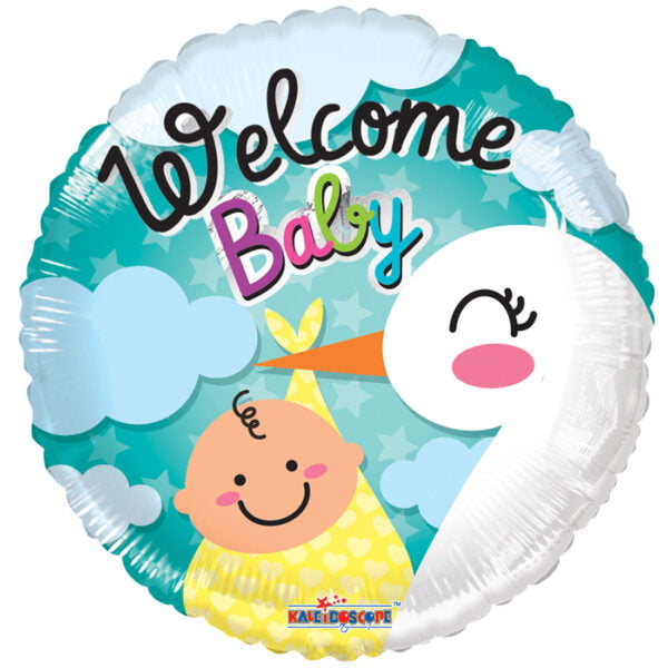 Folieballon Welcome Baby ooievaar