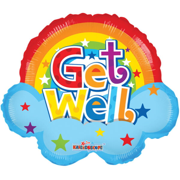 Folieballon Get Well wolk met regenboog