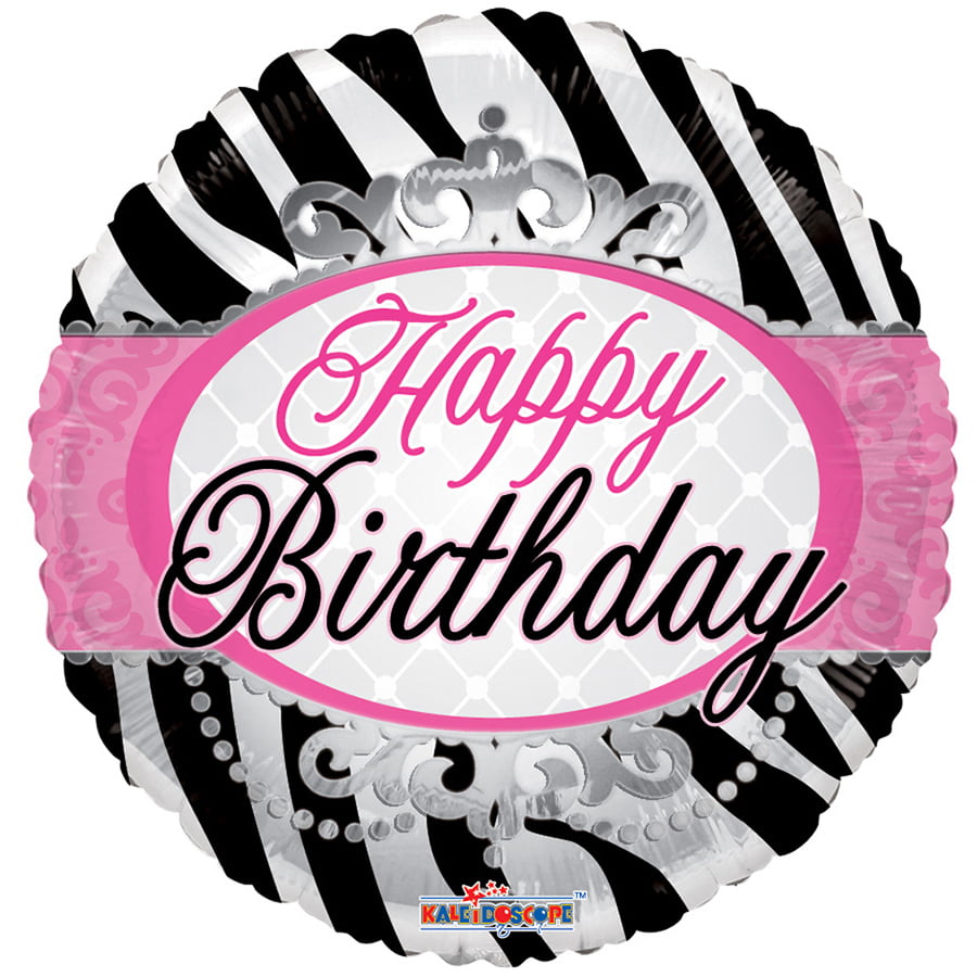 Folieballon Happy Birthday zebraprint Folieballon Happy Birthday zebraprint