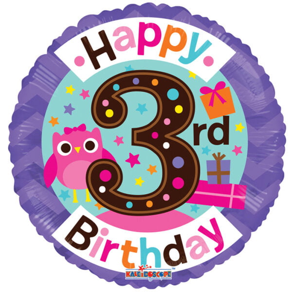 Folieballon Happy 3rd Birthday