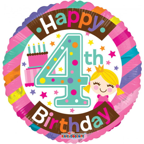 Folieballon Happy 4th Birthday