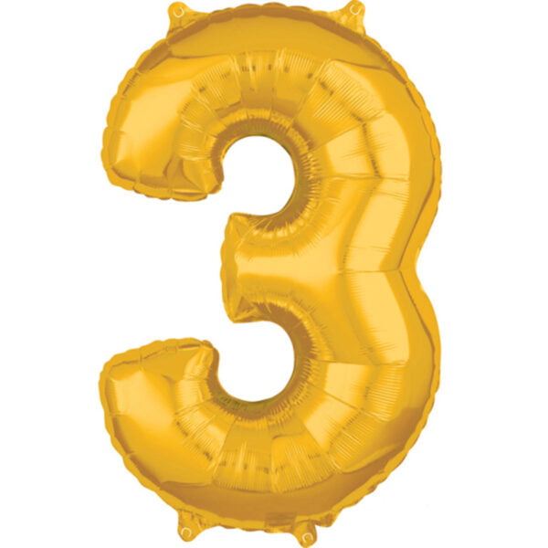 Folieballon Cijfer 3 goud (M)
