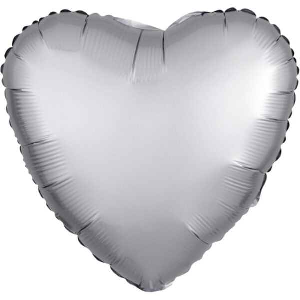 Folieballon Satijn platinum hart