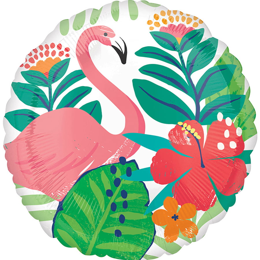Folieballon Flamingo met bloemen Folieballon Flamingo met bloemen