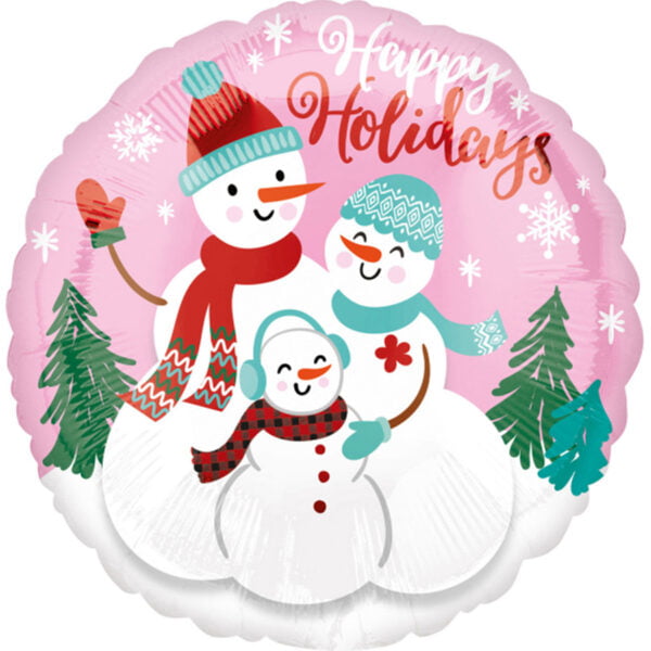 Folieballon Sneeuwpopfamilie Happy Holidays Folieballon Sneeuwpopfamilie Happy Holidays