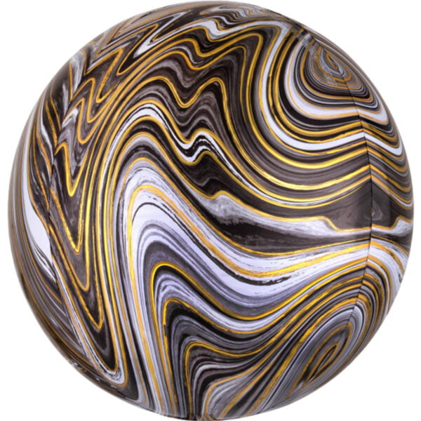 Marblez® folieballon Zwart wit goud