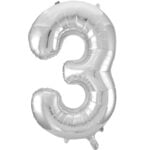 Folieballon Cijfer 4 zilver (L)