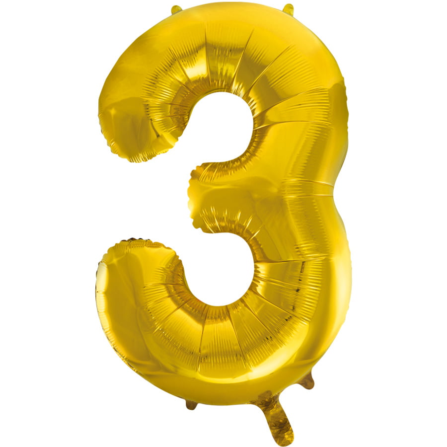 Folieballon Cijfer 3 goud (L) Folieballon Cijfer 3 goud (L)