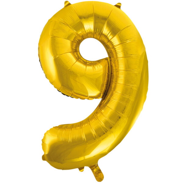 Folieballon Cijfer 9 goud (L)