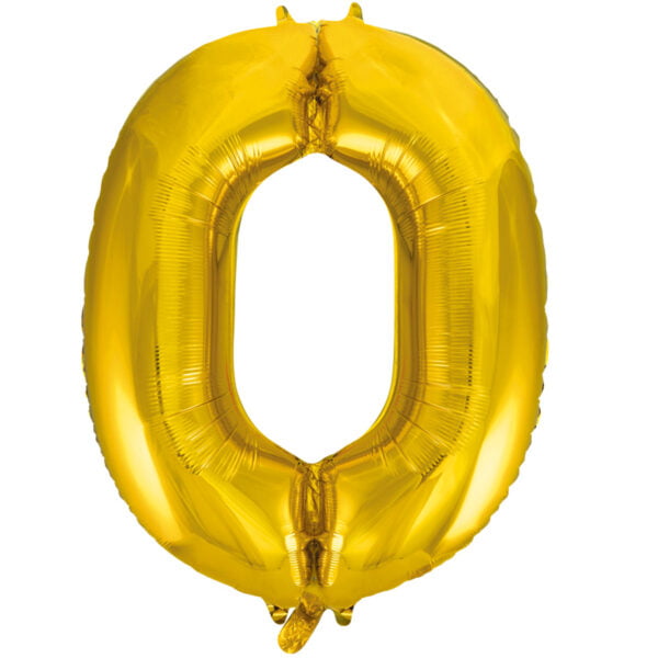 Folieballon Cijfer 0 goud (L)