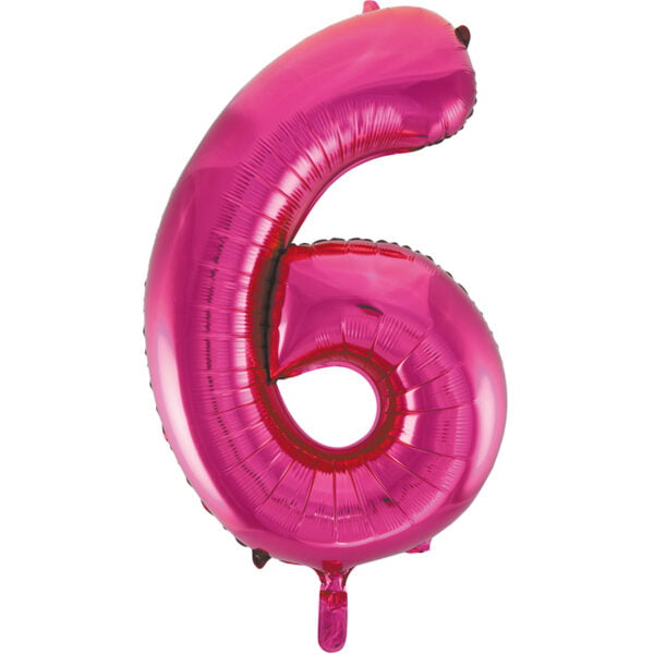 Folieballon Cijfer 6 roze (L)