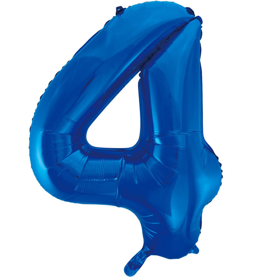 Folieballon Cijfer 4 blauw (L) Folieballon Cijfer 4 blauw (L)