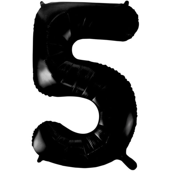 Folieballon Cijfer 5 zwart (L)