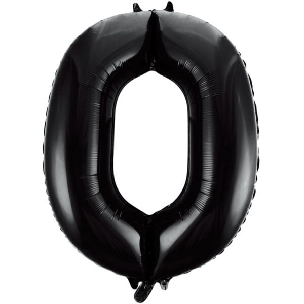 Folieballon Cijfer 0 zwart (L)