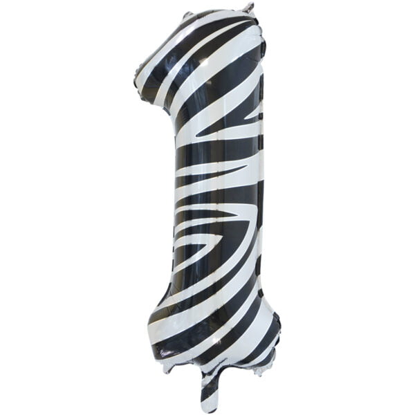 Folieballon Cijfer 1 zebraprint (L)