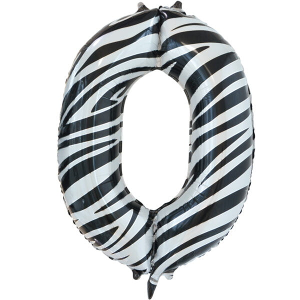 Folieballon Cijfer 0 zebraprint (L)