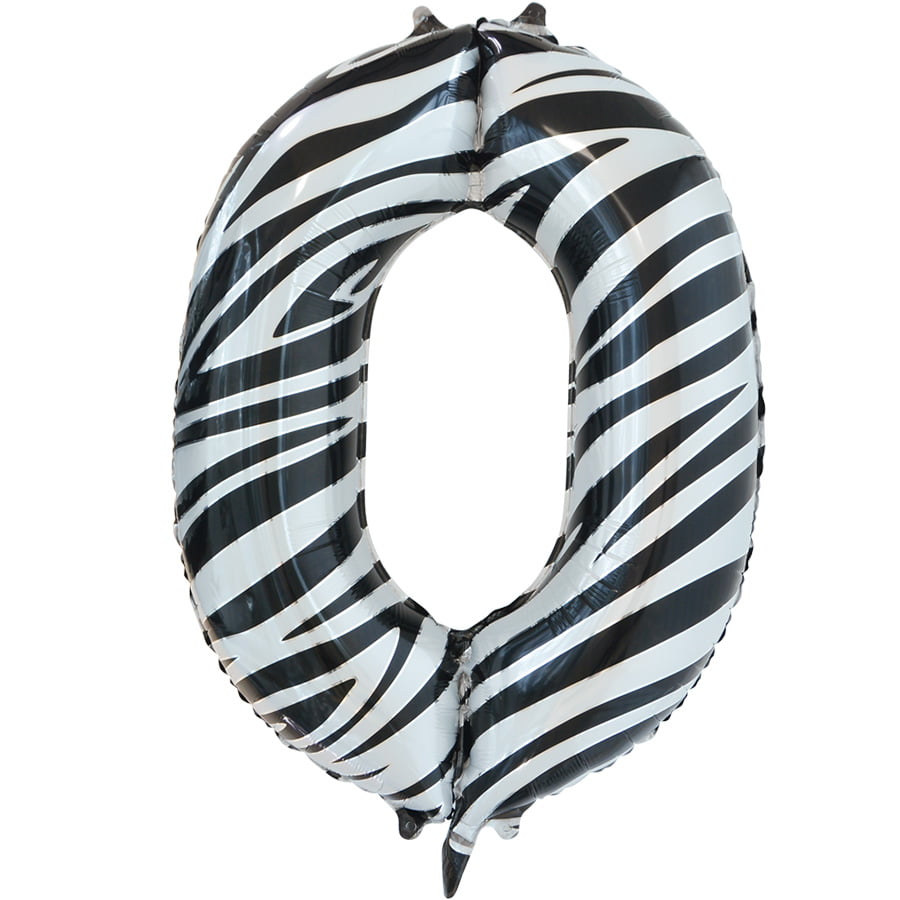 Folieballon Cijfer 0 zebraprint (L) Folieballon Cijfer 0 zebraprint (L)
