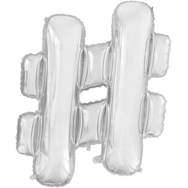 Folieballon Hashtag # zilver (L)