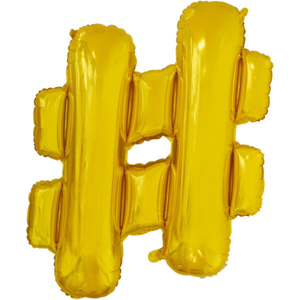 Folieballon Hashtag # goud (L)