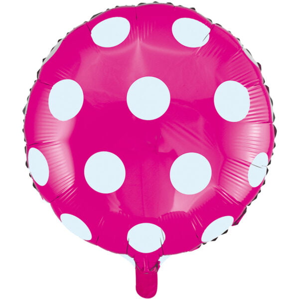 Folieballon Fuchsiaroze met witte stippen