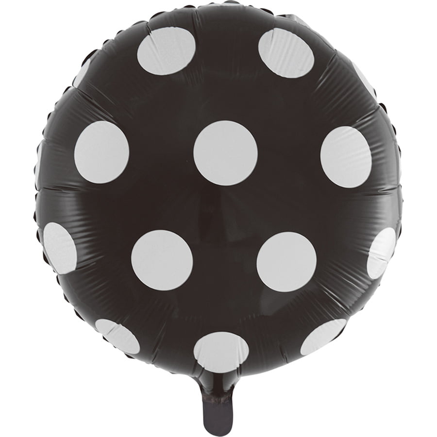 Folieballon Zwart met witte stippen Folieballon Zwart met witte stippen