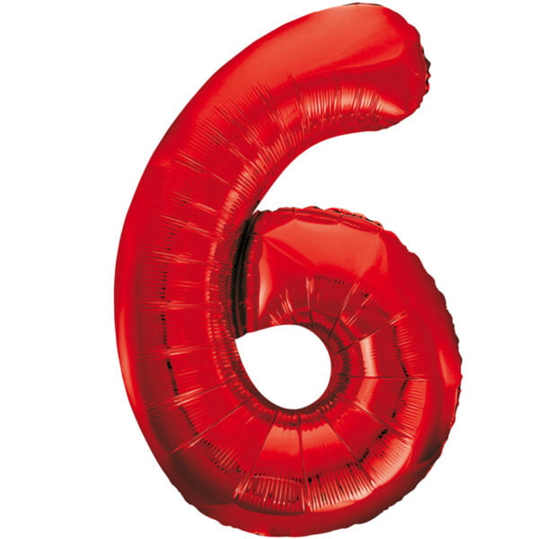 Folieballon Cijfer 6 rood (L)