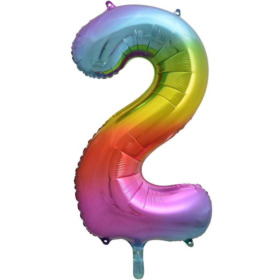 Cijferballon 2 regenboog (L) Cijferballon 2 regenboog (L)