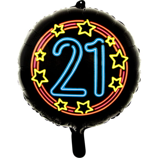 Folieballon 21 jaar neon