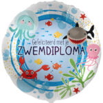 Folieballon Zwemdiploma, proficiat! Folieballon Zwemdiploma, proficiat!