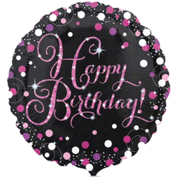 Folieballon Sparkling Birthday (roze)