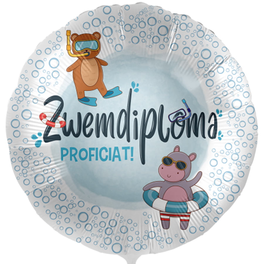 Folieballon Zwemdiploma, proficiat! Folieballon Zwemdiploma, proficiat!