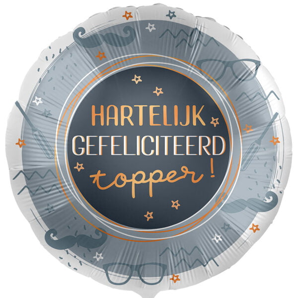 Folieballon Hartelijk gefeliciteerd topper!
