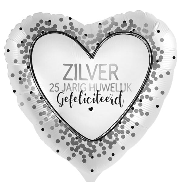 Folieballon Zilver 25 jarig huwelijk