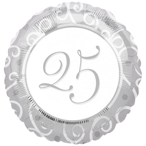 Folieballon 25-jarig jubileum zilver