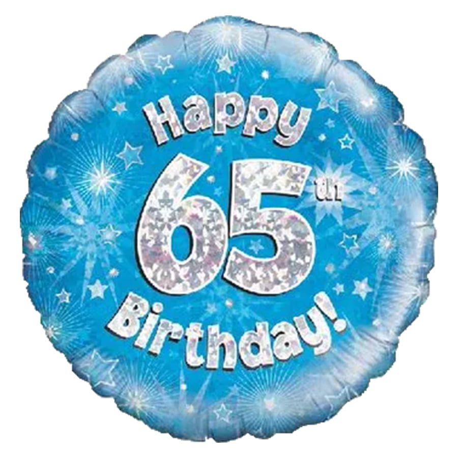 Folieballon Happy 65th Birthday (blauw) Folieballon Happy 65th Birthday (blauw)