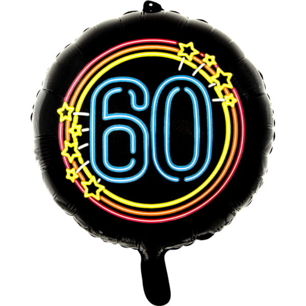 Folieballon 60 jaar neon