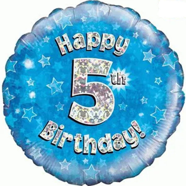Folieballon holografisch 5th Happy Birthday