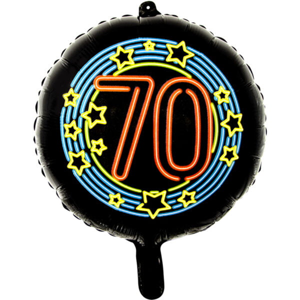 Folieballon 70 jaar neon