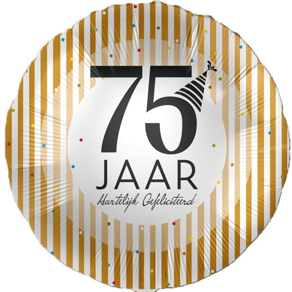 Folieballon feesthoedje 75 jaar Hartelijk Gefeliciteerd