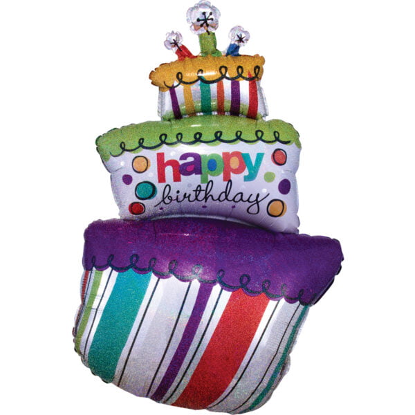 Folieballon XL – 3laags verjaardagstaart “Happy Birthday”