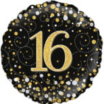 Folieballon Holografisch “18” zwart Folieballon Holografisch “18” zwart