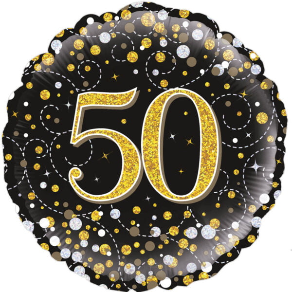 Folieballon Holografisch “50” zwart