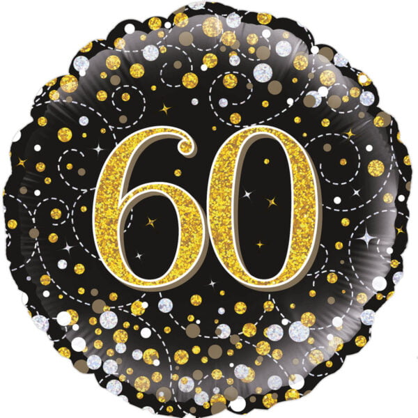Folieballon Holografisch “60” zwart