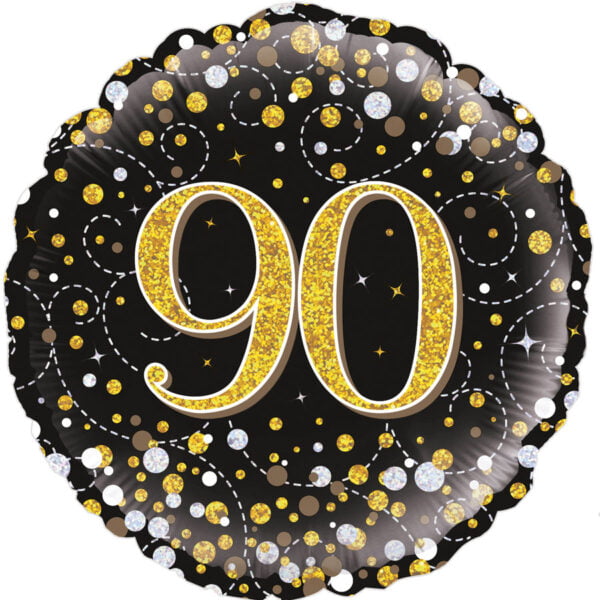 Folieballon Holografisch “90” zwart