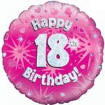 Folieballon holografisch 21th Happy Birthday Roze