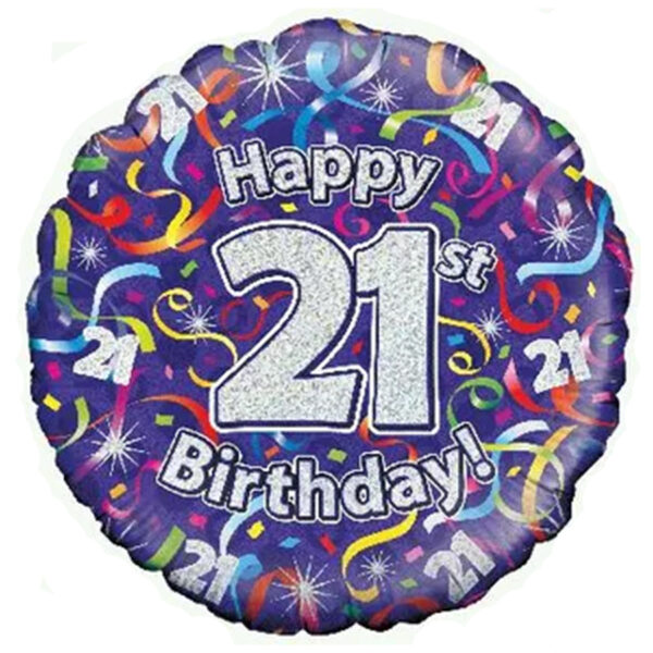 Folieballon Serpentines Happy 21st Birthday