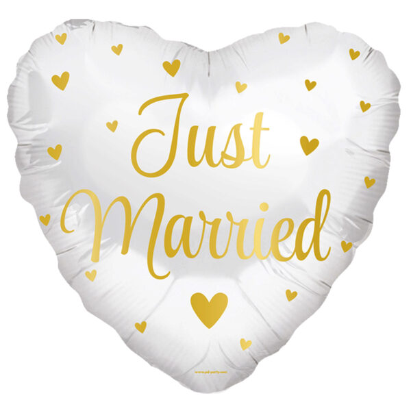 Folieballon Just Married (wit goud)