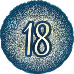 Folieballon “90” Glitter Party Marine Blauw Goud