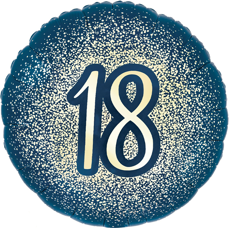 Folieballon “18” Glitter Party Marine Blauw Goud Folieballon “18” Glitter Party Marine Blauw Goud