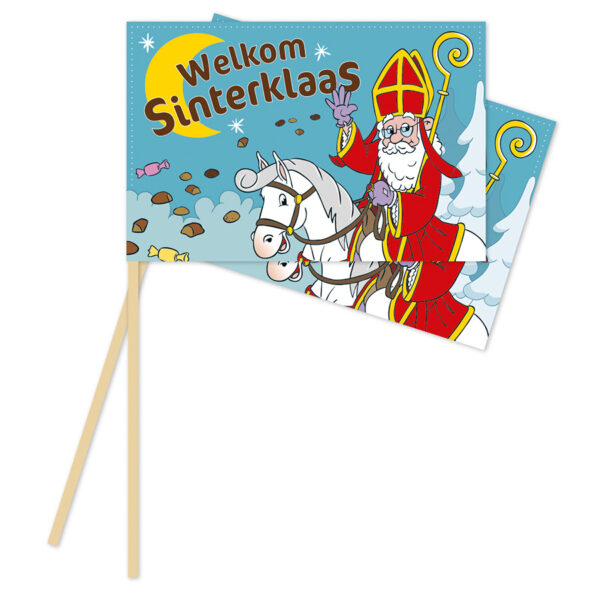 Sinterklaasfeest zwaaivlaggetjes Sint & Ozosnel (10 stuks)